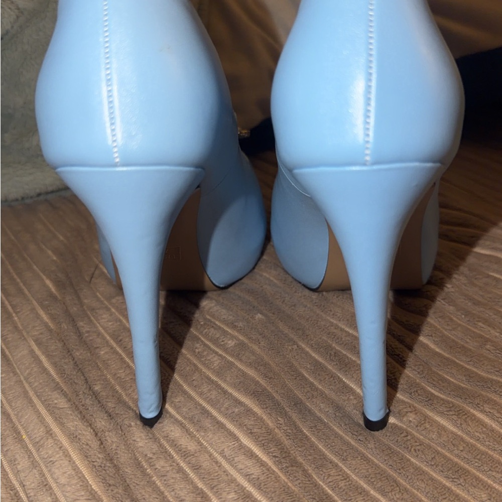 Sky Blue Embellished Women's Heels - Picture 4 of 9